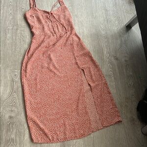 Polka Dot Sleeveless Dress - Brown